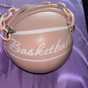 Lovely all pink basketball purse with removable strap for your shoulders